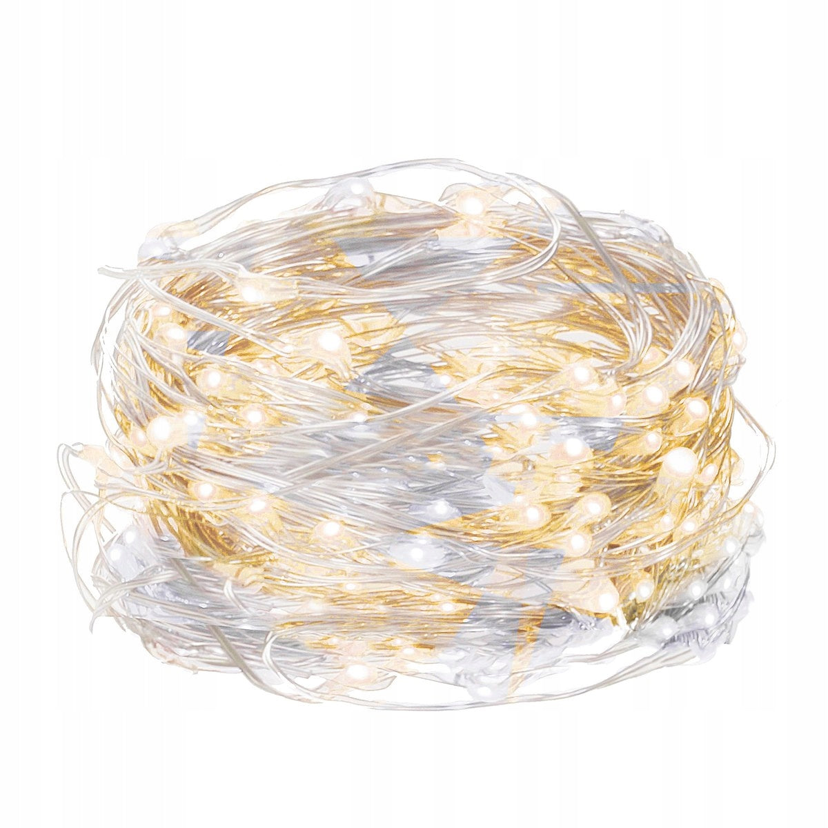 Instalatie lumina decorativa cu 100 LED-uri, 5m, cu alimentare pe baterii, iluminare alba