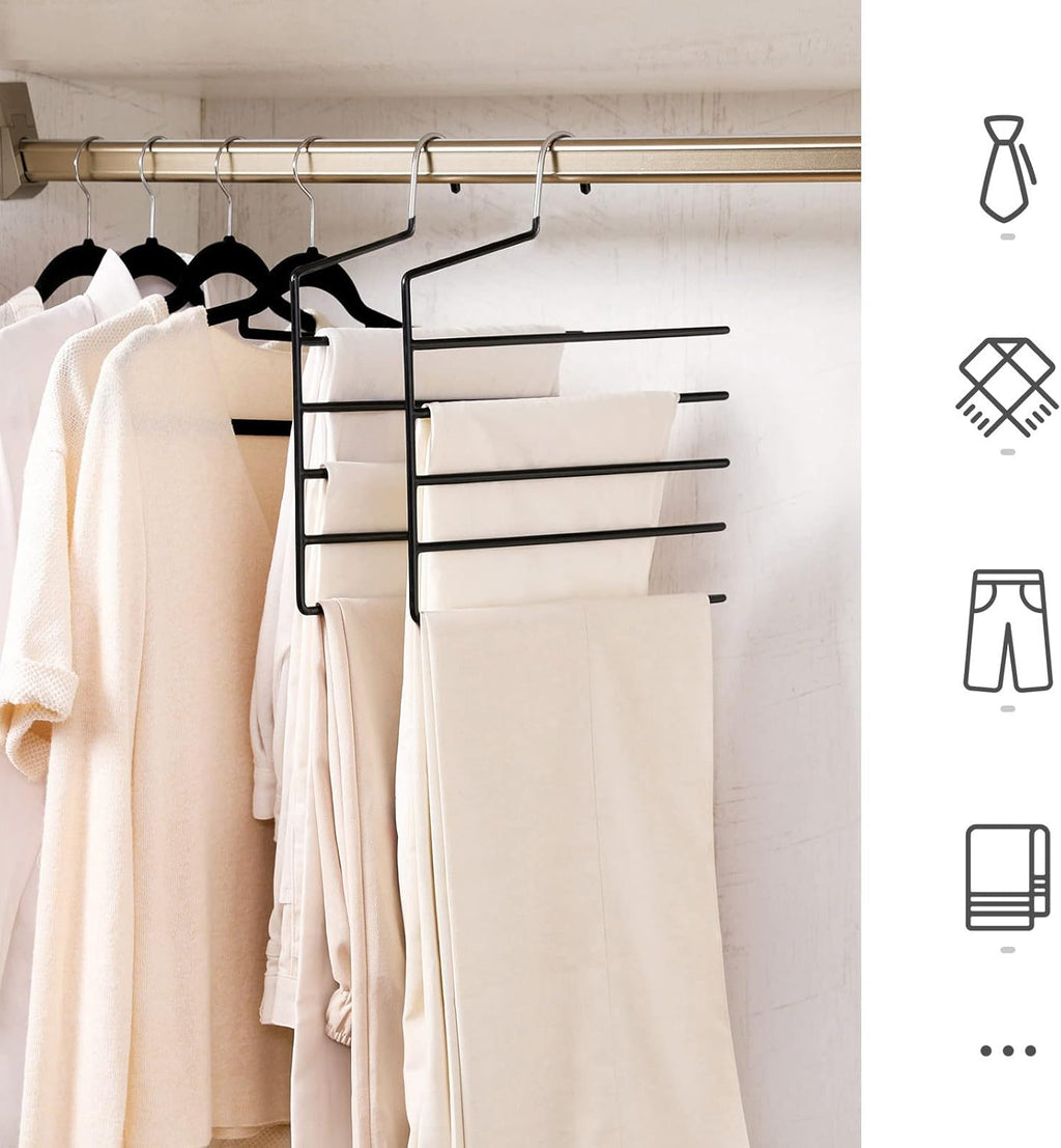 SONGMICS Set de 4 umerase pentru pantaloni, cu 5 bare, 32x35cm, negru
