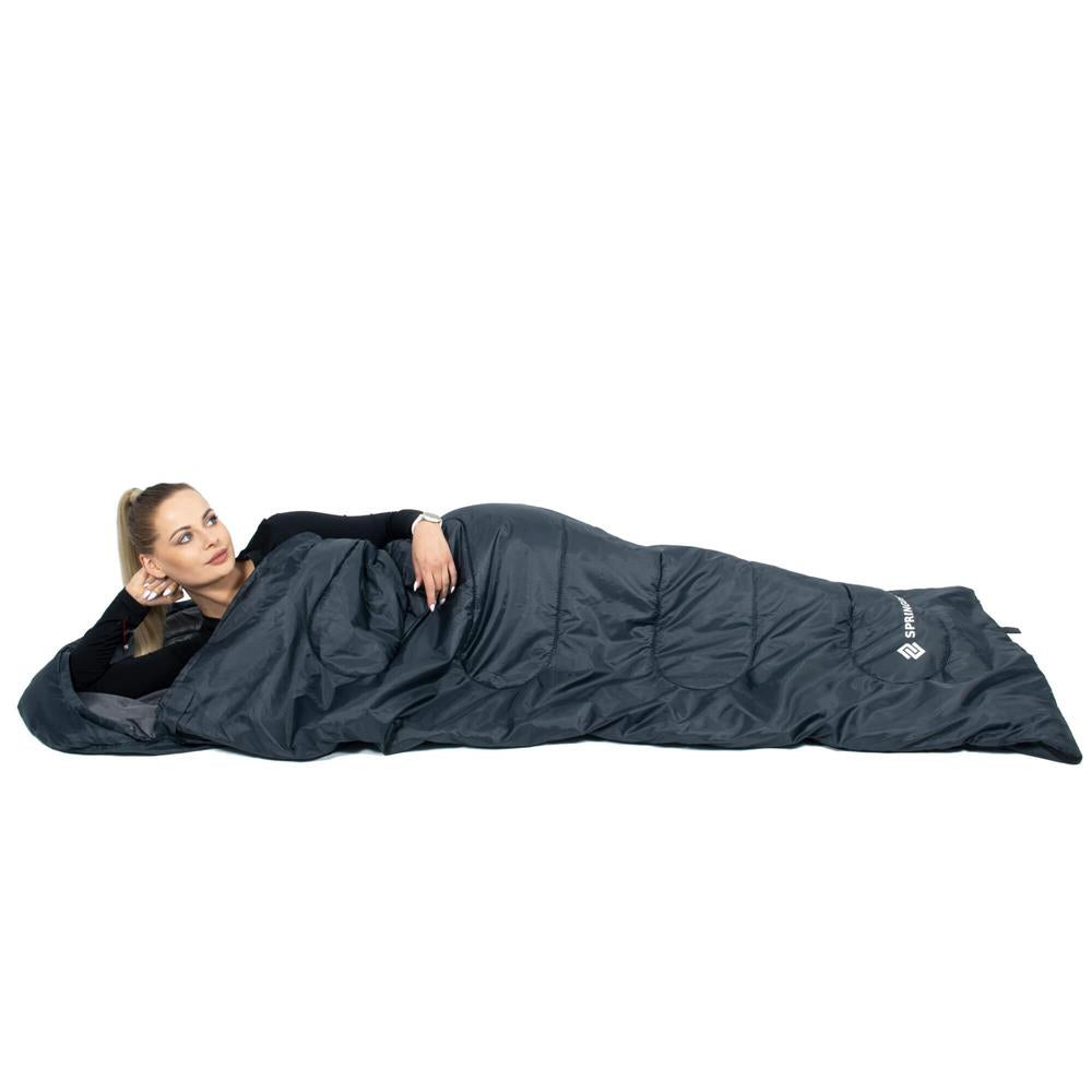 Sac de dormit tip mumie, cu geanta de transport, 210x73cm, 8-20grade, culoare gri