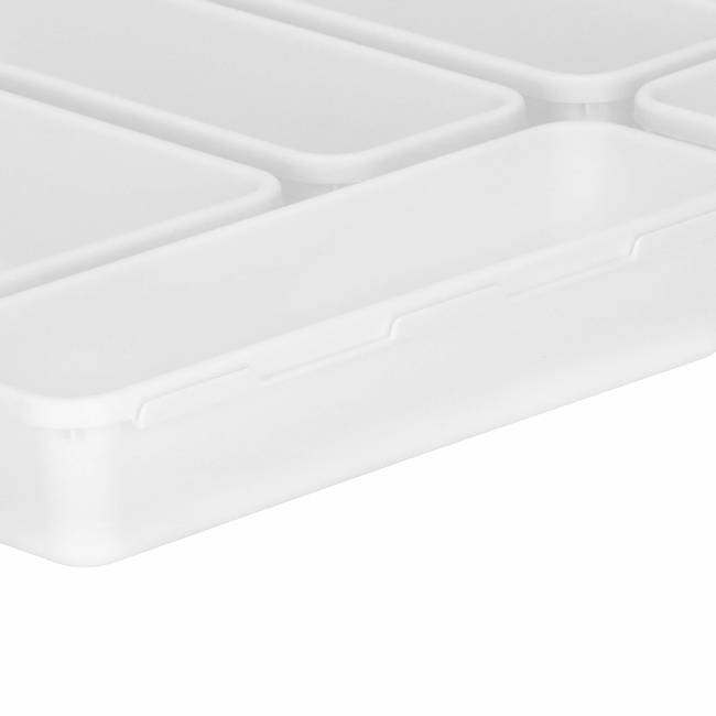 Organizator sertar bucatarie, 8 piese interconectabile, alb