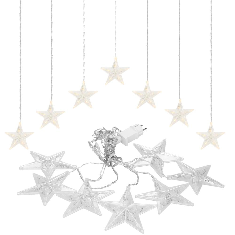 (DL) Ghirlanda luminoasa tip perdea cu stelute 72 LED-uri, 2m, pentru interior/exterior, iluminare alb