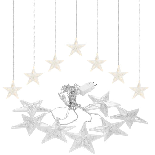 (DL) Ghirlanda luminoasa tip perdea cu stelute 72 LED-uri, 2m, pentru interior/exterior, iluminare alb