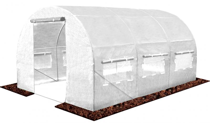 Sera de gradina, tip tunel cu cadru metalic, 250x400x200cm, alba, 10mp