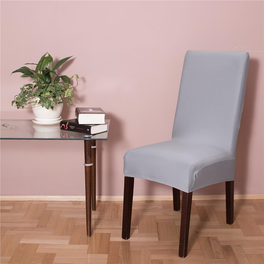 Set 4 huse universale pentru scaun, marime universala, poliester si spandex, 45 x 60 cm, gri
