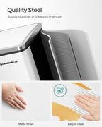 SONGMICS Cos de gunoi din inox cu 2 compartimente colectare selectiva, cu galeti interioare, 2x15litri, alb