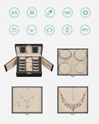 SONGMICS Cutie de bijuterii cu 4 nivele, 3 sertare, oglinda si incuietoare, 18x23x17cm, negru