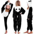 Pijama tip salopeta pentru copii, model panda, marime 125-140cm