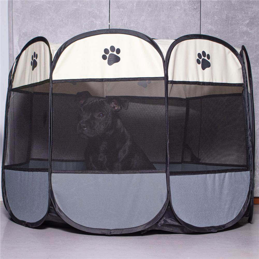 Tarc pliabil pentru animale de companie, diametru 114cm, gri crem