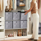 SONGMICS Set 6 cutii de depozitare, pliabile, din material textil, 30x30x30 cm, gri