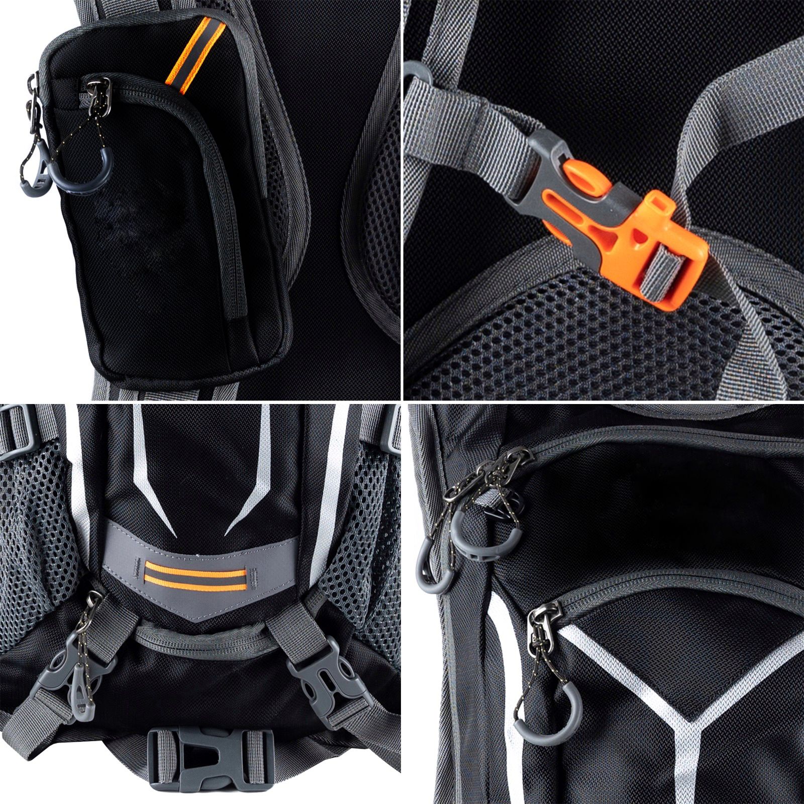 Rucsac de drumetie, gri cu elemente reflectorizante, 18litri, 45x30x15cm