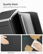 SONGMICS Cos de gunoi din inox cu 2 compartimente colectare selectiva, cu galeti interioare, 2x15litri, negru