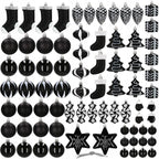 Set globuri si decoratiuni de Craciun, 77 piese, diverse dimensiuni, negru