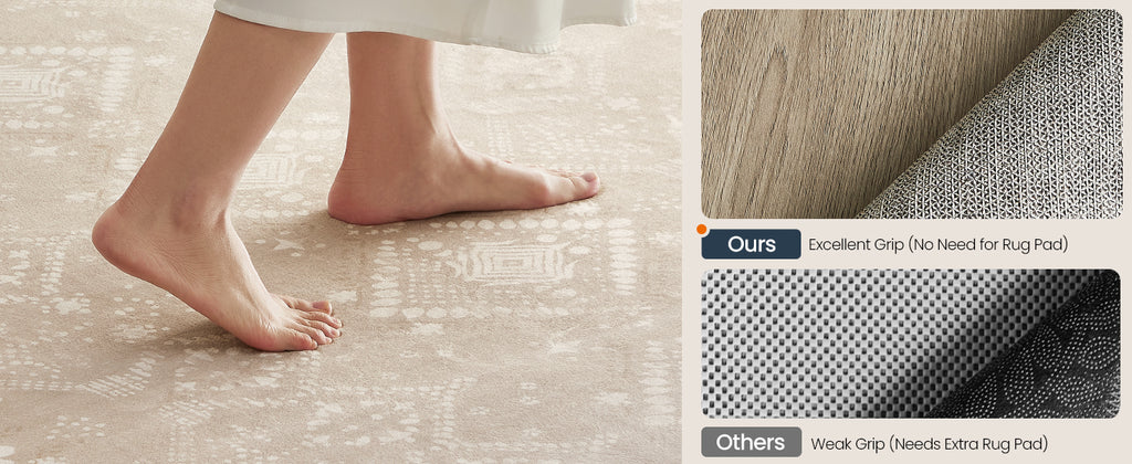 SONGMICS Covor decorativ antiderapant, stil boho, lavabil la masina, 80×150 cm, bej cappuccino