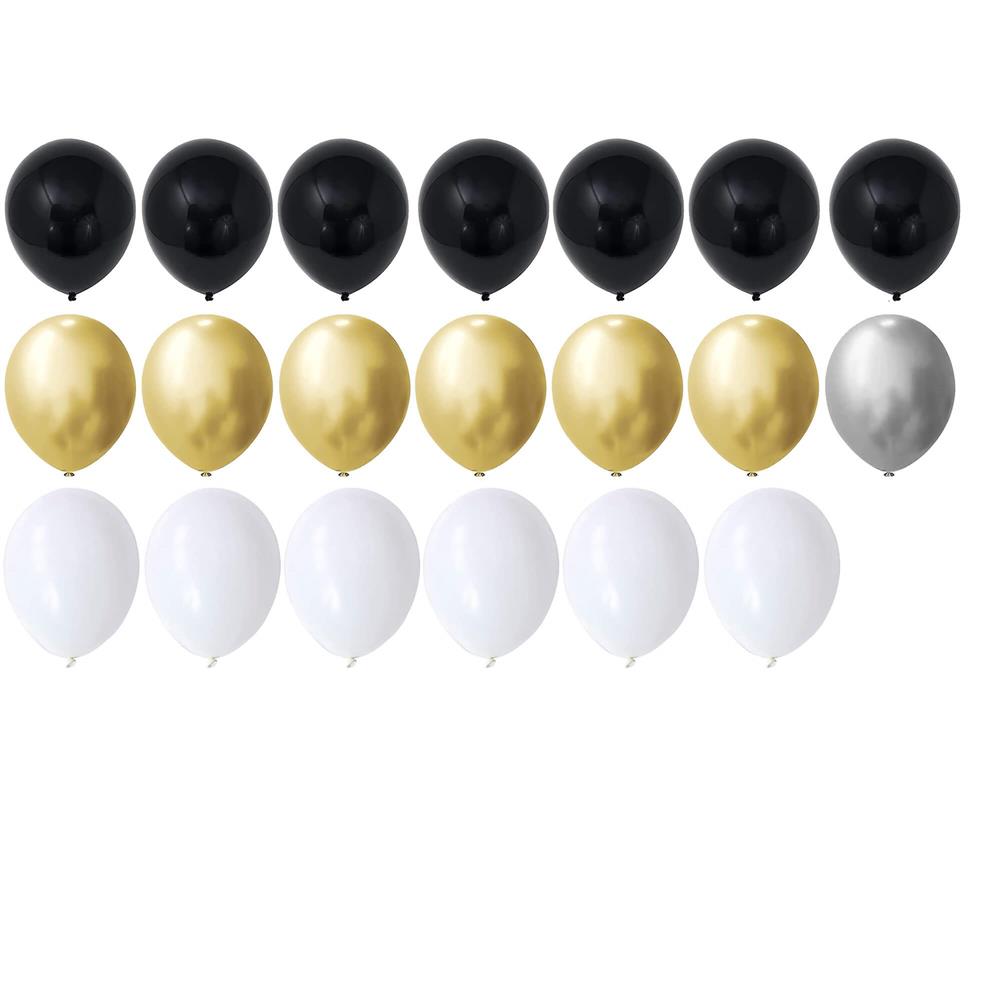 Set 53 baloane si decoratiuni, Happy Birthday, argintiu, negru, auriu