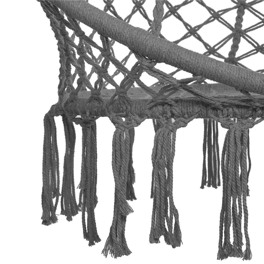 Scaun rotund  tip leagan suspendat cu perna Confort Plus casa sau gradina, gri inchis