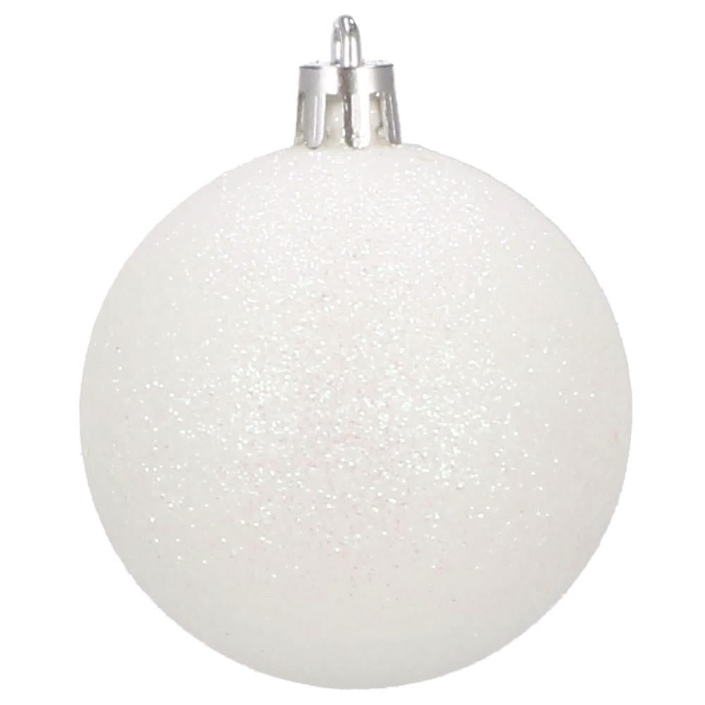 Set globuri de Craciun, 20 bucati, 5 modele, 6cm, alb