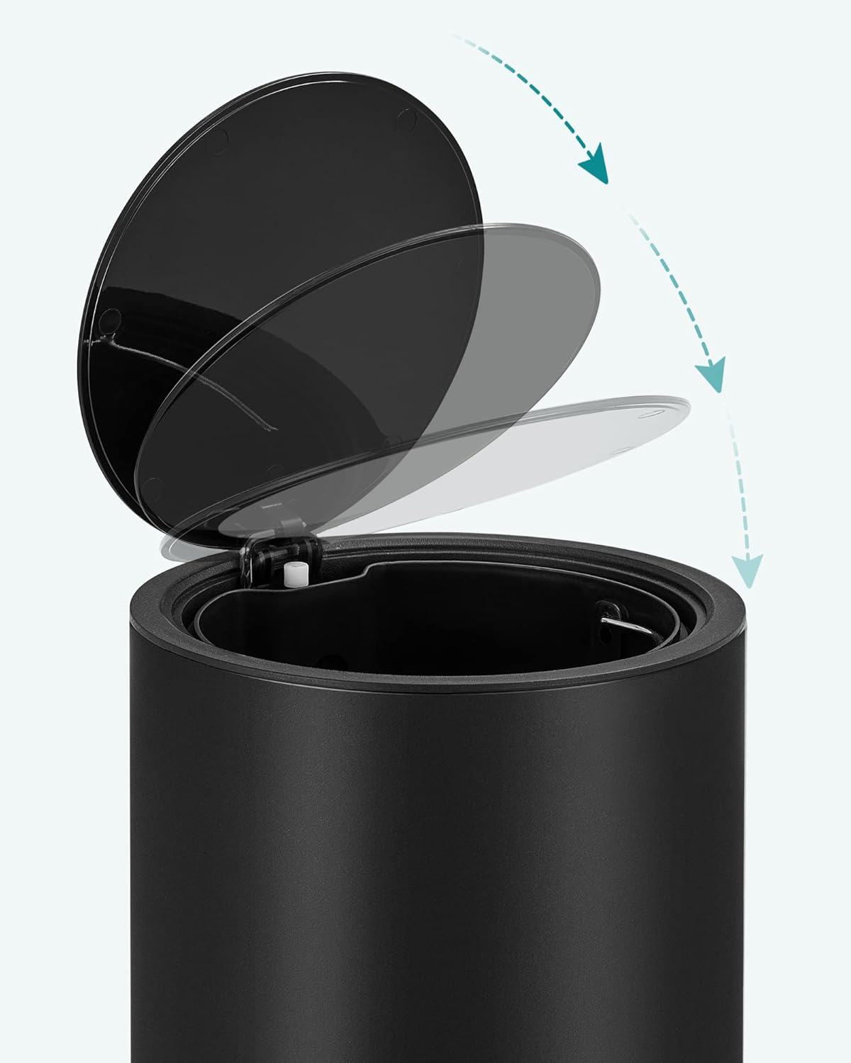 SONGMICS Cos de gunoi pentru baie, cu pedala si soft-close, 3 litri, negru