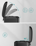 SONGMICS Cos de gunoi din otel, cu pedala si soft-close, galeata interioara, 30 litri, negru