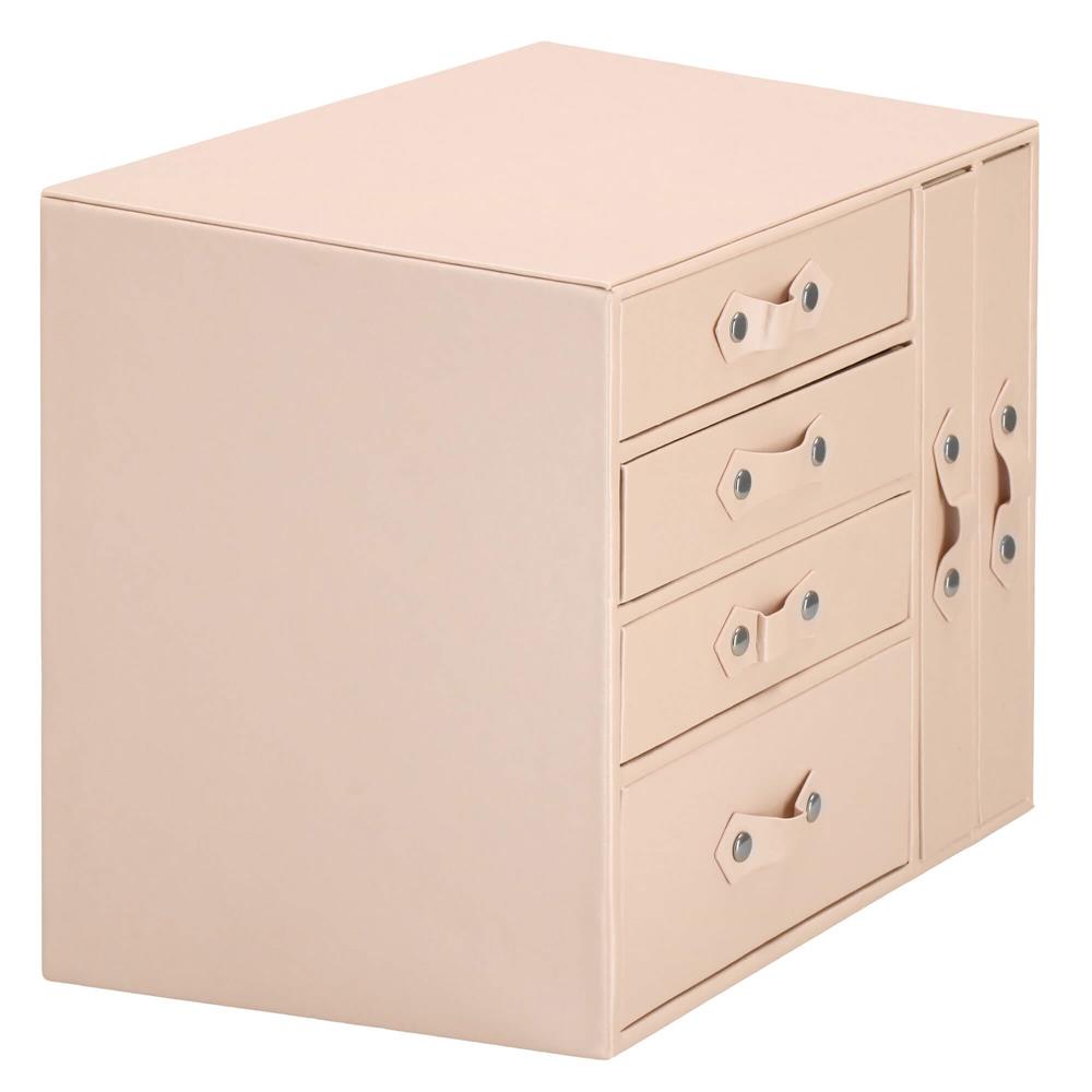 (DL) Cutie depozitare si organizare bijuterii, piele ecologica + velur, 26 x 22 x 18 cm, roz