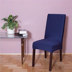 Set 4 huse universale pentru scaun, marime universala, poliester si spandex, 45 x 60 cm, bleumarin