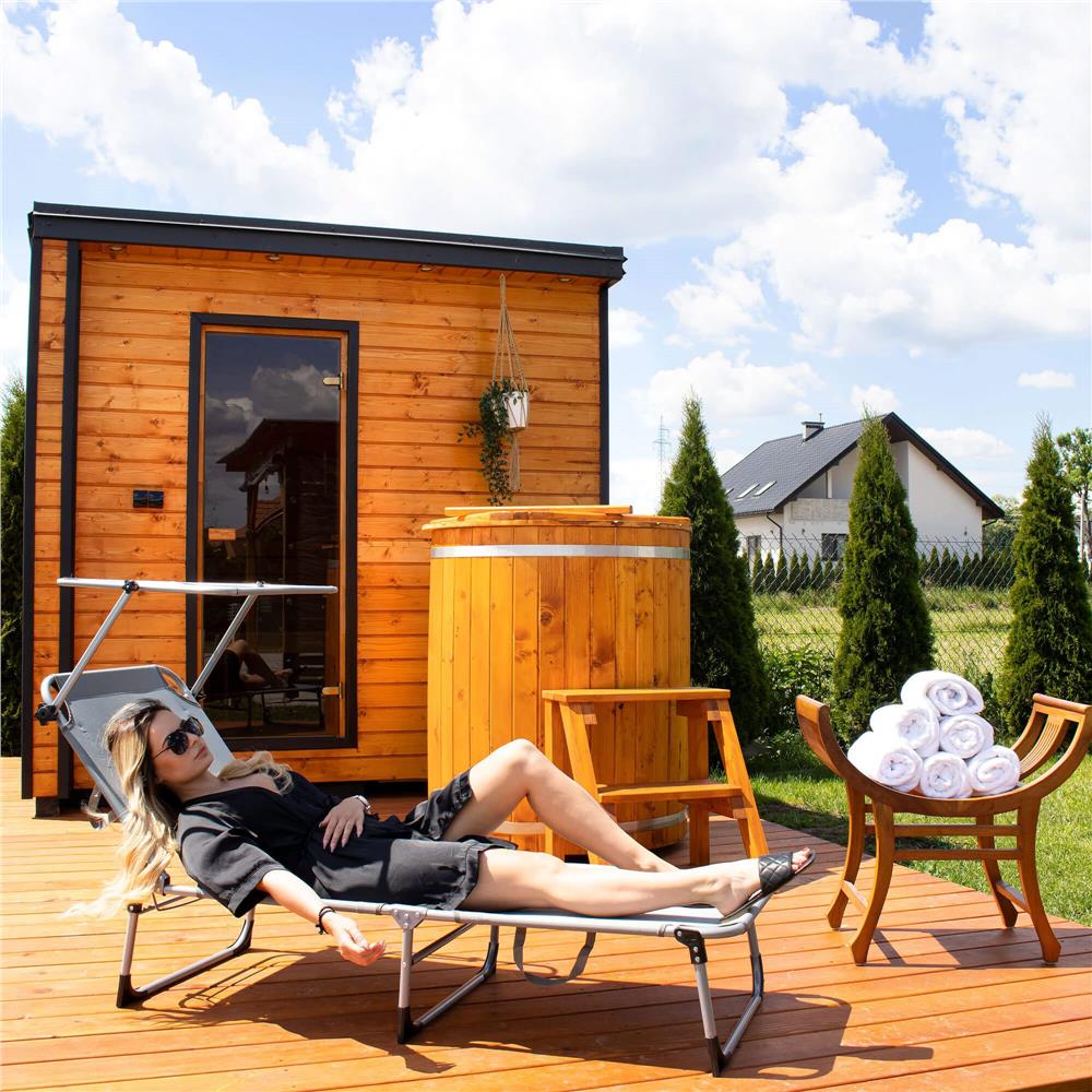 Sezlong pliabil cu parasolar, 188x57x38cm, sarcina 120kg, gri