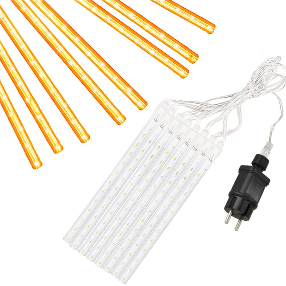 (DL) Instalatie de Craciun, 8 tuburi, 30cm, 144 LED, ploaie de meteoriti, galben