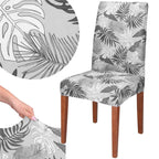 Husa universala pentru scaun, marime universala, poliester si spandex, 38x70cm, gri cu model floral