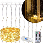 Ghirlanda luminoasa tip perdea 200 LED-uri, 2x2m, pentru interior, alimentare USB, alb cald (galben)