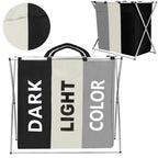 Cos de rufe cu 3 compartimente, cadru aluminiu, 60x40x68cm, 146 litri