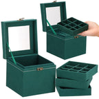 (DL) Cutie depozitare si organizare bijuterii, velur, 12x 12 x 12 cm, verde