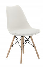 Set 4 scaune de bucatarie, design scandinav modern, sezut cu burete, alb