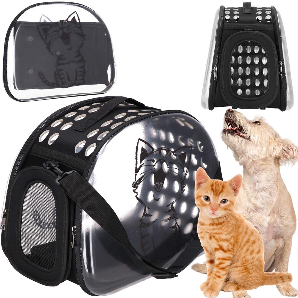Geanta pentru transport animale de companie pisica sau catel, M, 42x26x32 cm, transparent