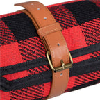 Patura pentru picnic sau plaja, cu folie izolatoare si maner, 150x200cm, rosu negru