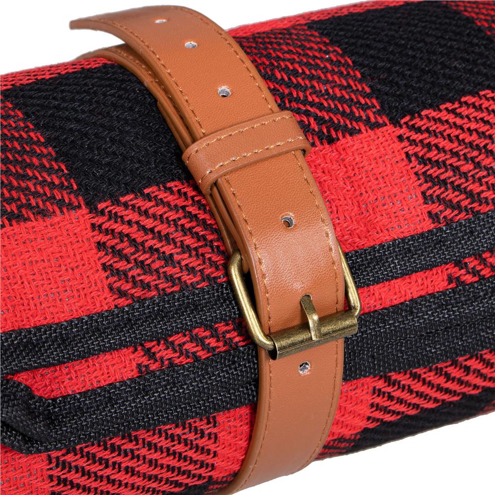 Patura pentru picnic sau plaja, cu folie izolatoare si maner, 150x200cm, rosu negru