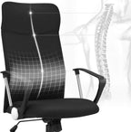 SONGMICS Scaun de birou ergonomic pentru sala de sedinte, pivotant, capitonat, inaltime reglabila si rabatabil, negru