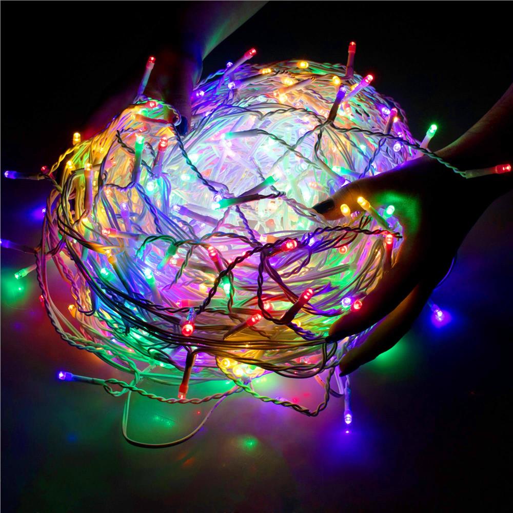 Ghirlanda luminoasa tip perdea cu flash 500 LED-uri, 20m, pentru interior/exterior, iluminare multicolora