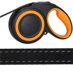 Lesa automata retractabila, pentru rase mari pana la 50kg, 500 cm, negru portocaliu