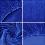 Husa pentru scaun catifelata, marime universala, poliester si spandex, albastru inchis