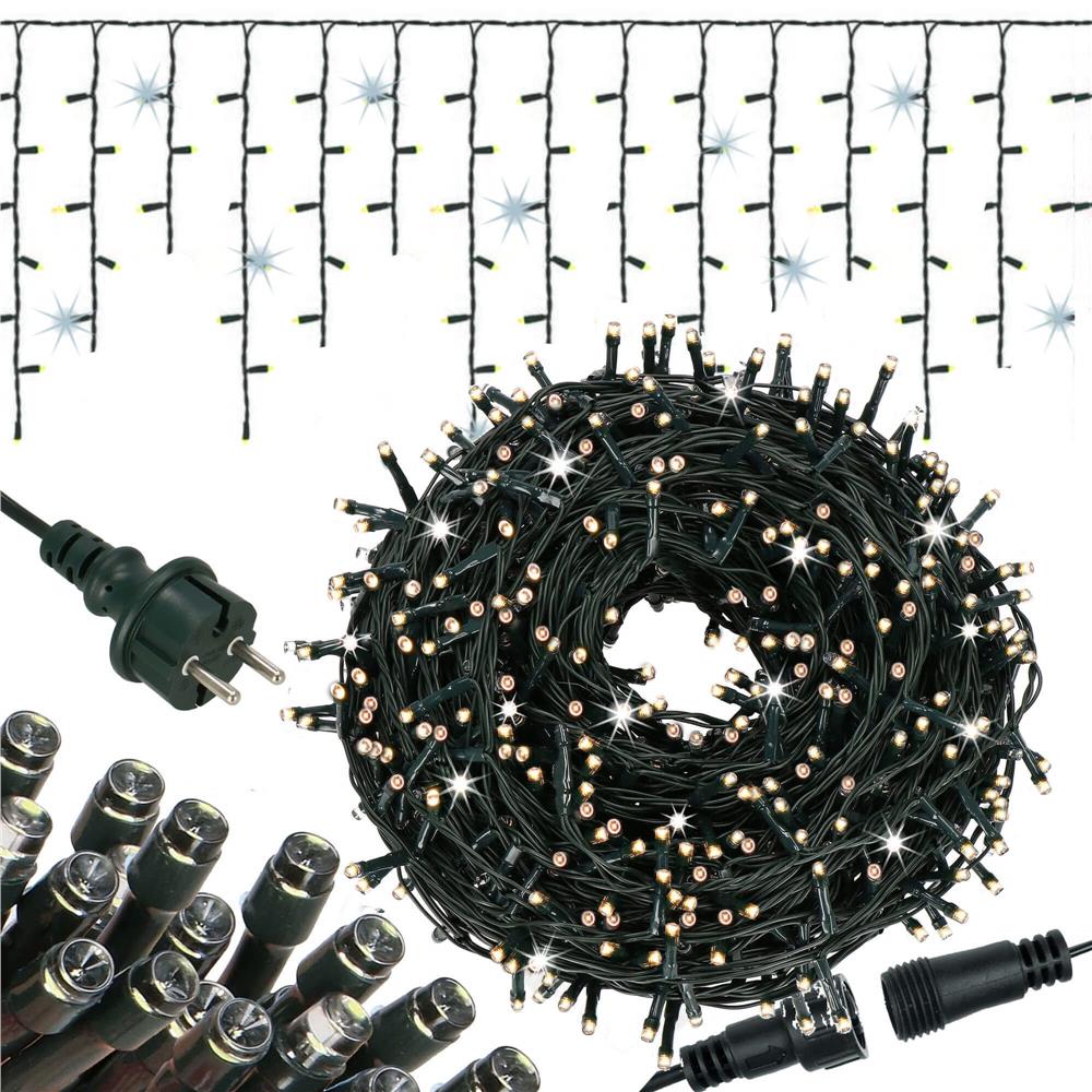 Ghirlanda luminoasa tip perdea Premium 300 LED-uri, 14,5m, 18Wati, interior/exterior, cu flash, alb cald (galben)