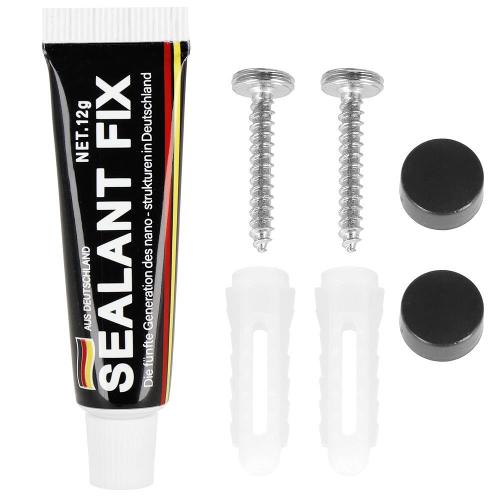 Cuier de baie pentru prosoape cu 2 sisteme instalare, aluminiu, 5 agatatori, 45x4cm, negru