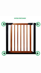 Poarta de siguranta Safety Gate pentru scari, ajustabila 75-82 cm, din otel si lemn, negru maro