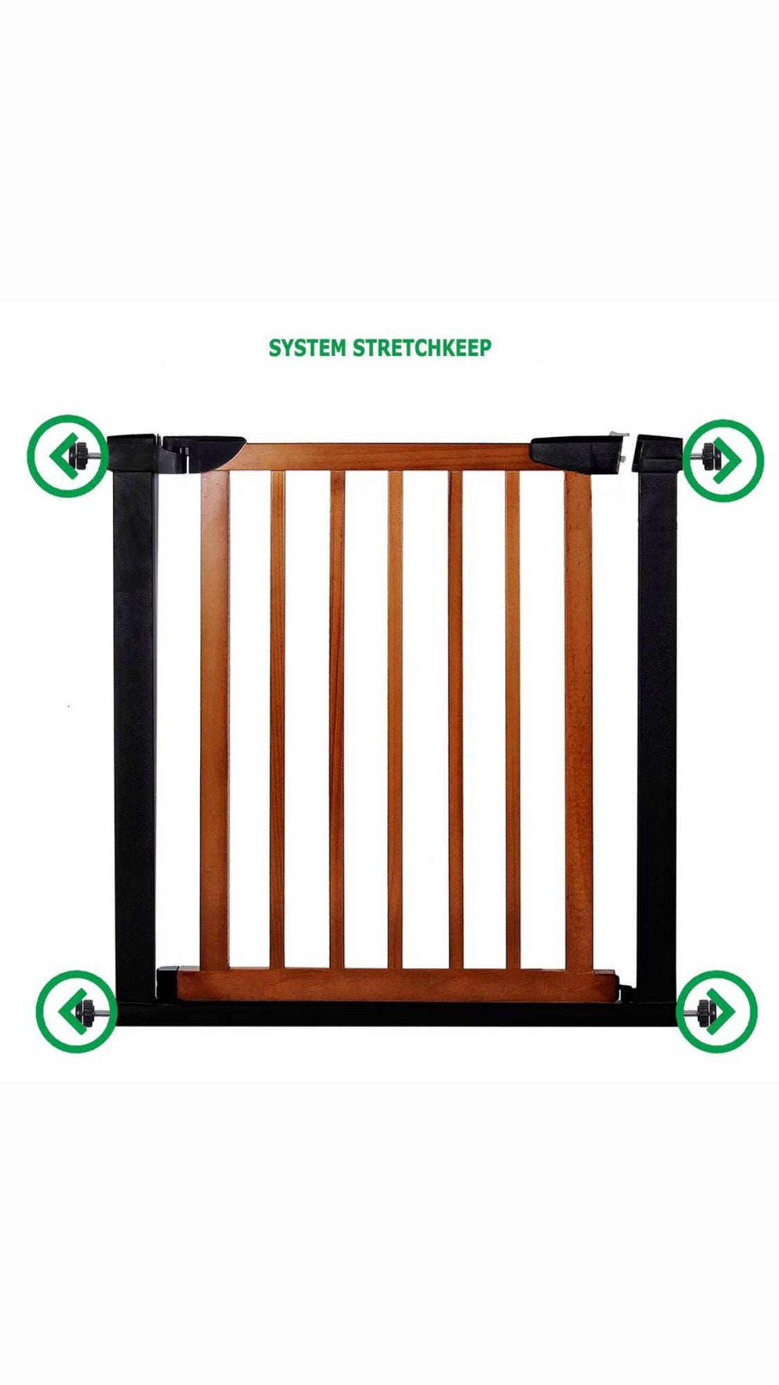 Poarta de siguranta Safety Gate pentru scari, ajustabila 75-82 cm, din otel si lemn, negru maro