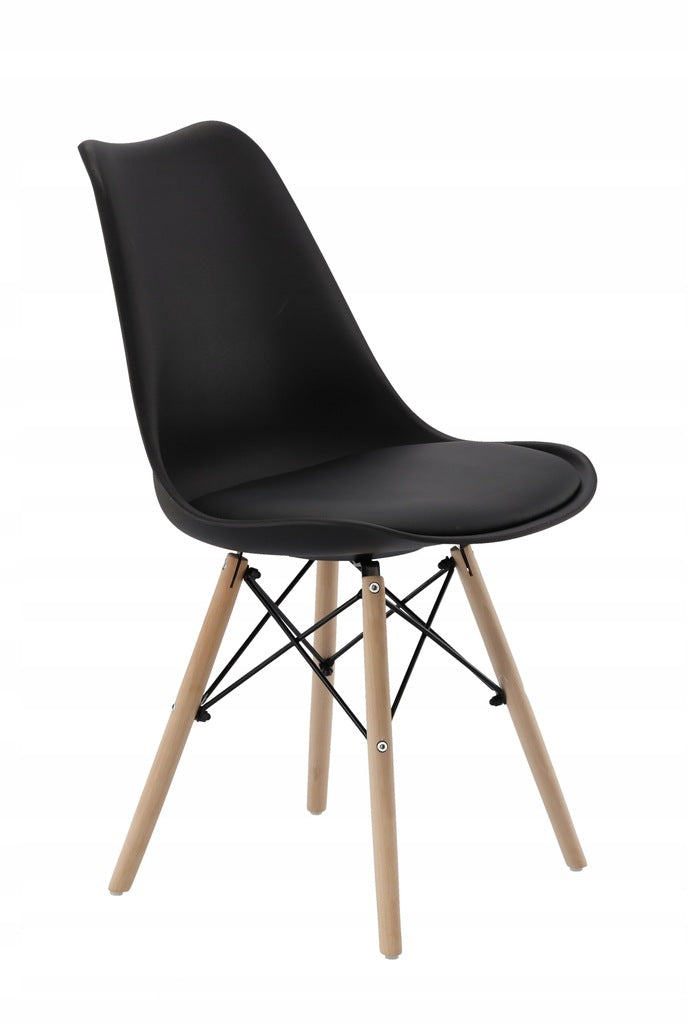 Set 4 scaune de bucatarie, design scandinav modern, sezut cu burete, negru