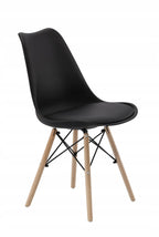 Set 4 scaune de bucatarie, design scandinav modern, sezut cu burete, negru