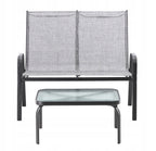 Set mobilier gradina textilene, 2 scaune, 1 canapea si 1 masa, gri deschis