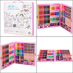 Set de pictura si desen pentru copii, 258 de piese, trusa plastic roz