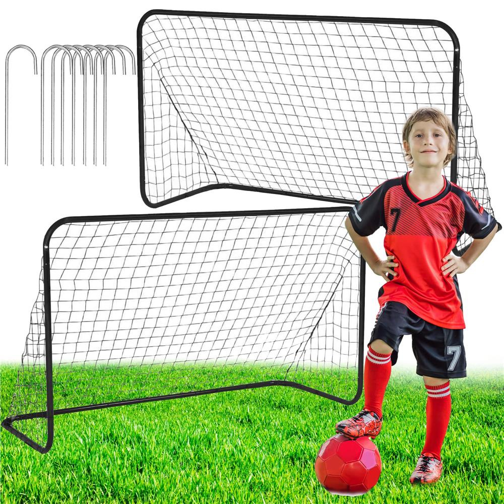 Set 2 porti de fotbal metalice, 122x183cm, profil 25mm, cu elemente de fixare