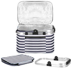 Geanta pentru picnic sau plaja, termoizolanta, 28 litri, alb albastru