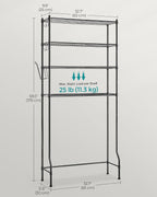 SONGMICS Raft de depozitare pentru baie, suprapunere peste masina spalat sau vas WC, 30x83x176 cm, negru