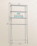 SONGMICS Raft de depozitare pentru baie, suprapunere peste masina spalat sau vas WC, 30x83x176 cm, argintiu